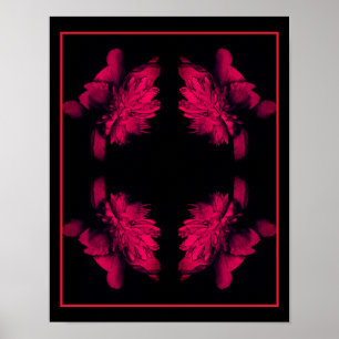 Fuchsia Pioen Abstracte Bloemenkunst Poster