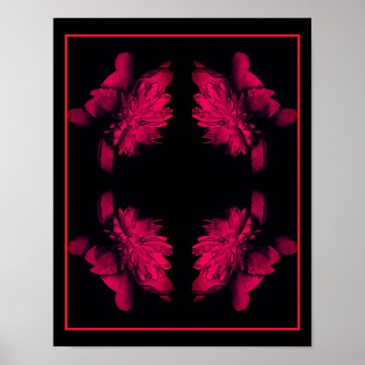 Fuchsia Pioen Abstracte Bloemenkunst Poster (Voorkant)