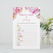 Fuchsia pioen vrijgezellenfeest emoji pictionary s (Staand voorkant)