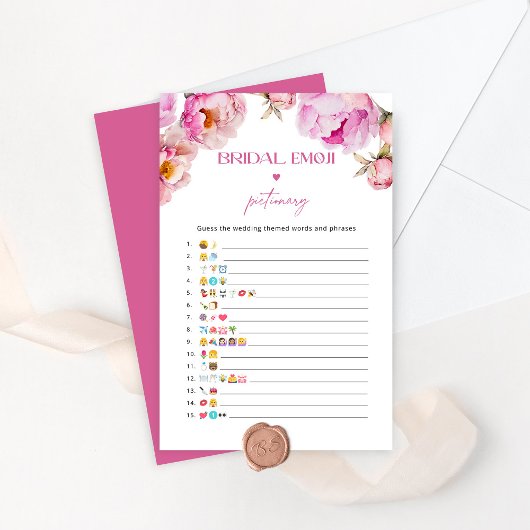 Fuchsia pioen vrijgezellenfeest emoji pictionary s