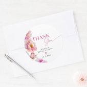 Fuchsia pioenroos bloemblaadjes en prosecco dank j ronde sticker (Envelop)