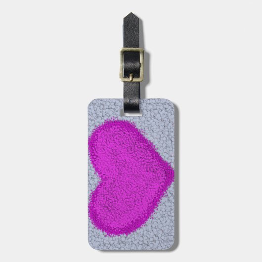 Fuchsia Polka-Dot Heart Painting Bagagelabel (Voorkant verticaal)