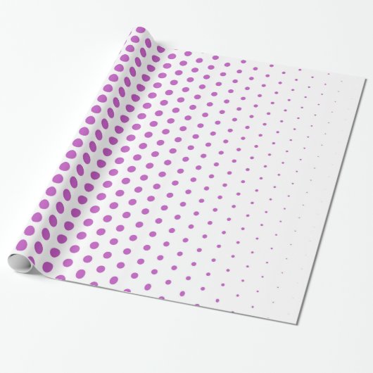 Fuchsia Polka Dot Modern White Cadeaupapier (Uitgerold)