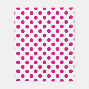 Fuchsia polka dots fleece deken