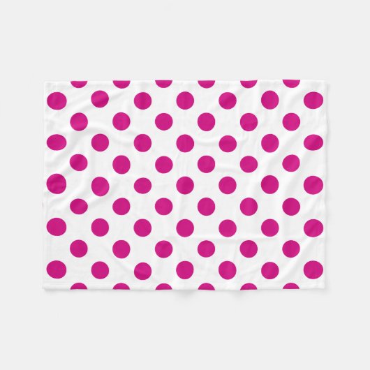 Fuchsia polka dots fleece deken (Voorkant (Horizontaal))