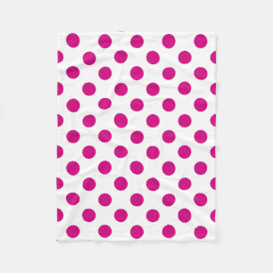 Fuchsia polka dots fleece deken