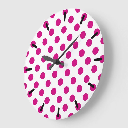 Fuchsia polka dots grote klok (Hoek)
