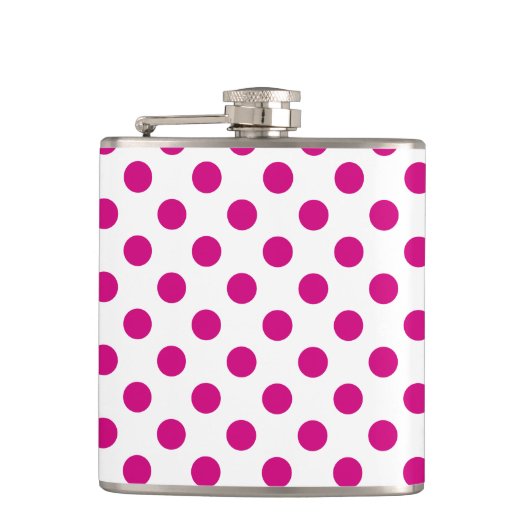 Fuchsia polka dots heupfles (Voorkant)