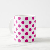 Fuchsia polka dots koffiemok (Voorkant links)