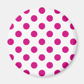 Fuchsia polka dots magneet (Voorkant)