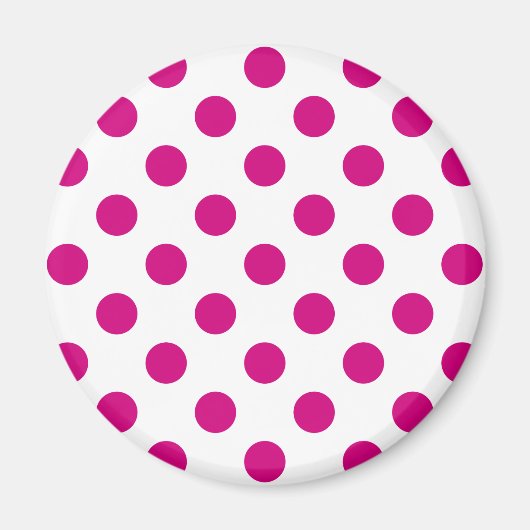 Fuchsia polka dots magneet (Voorkant)
