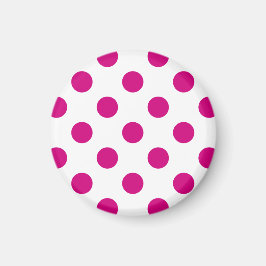 Fuchsia polka dots magneet