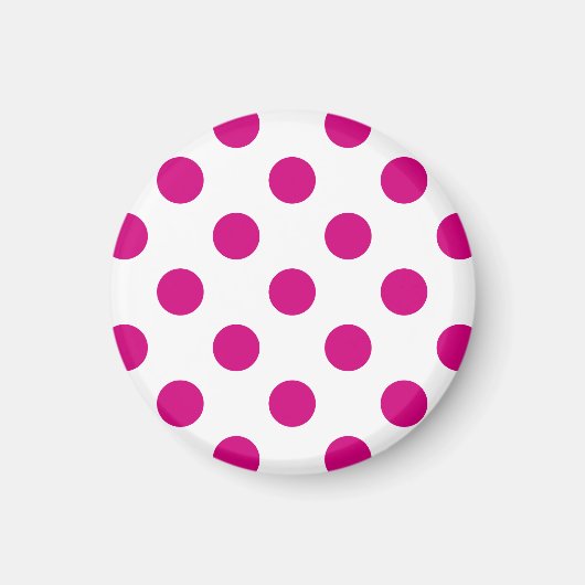 Fuchsia polka dots magneet (Voorkant)