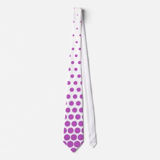 Fuchsia Polka Dots Modern White Stropdas (Voorkant)