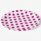 Fuchsia polka dots papieren bordje (Gekanteld)