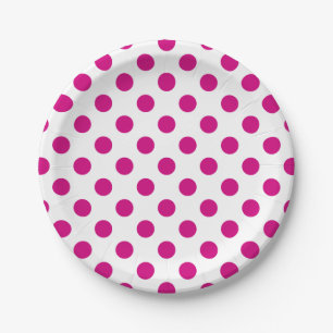 Fuchsia polka dots papieren bordje