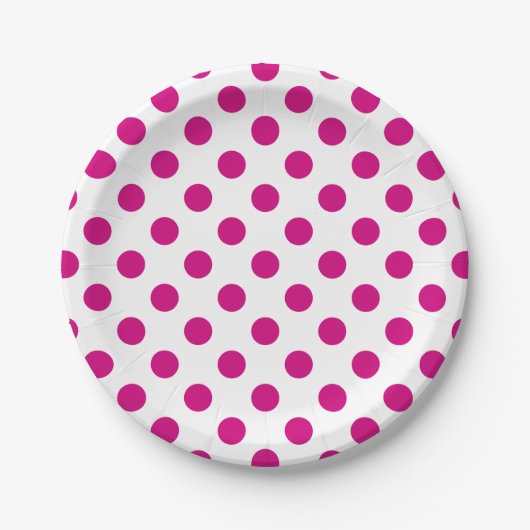 Fuchsia polka dots papieren bordje (Voorkant)