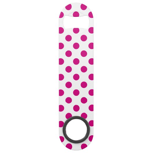 Fuchsia polka dots speed flessenopener (Achterkant)