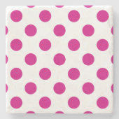 Fuchsia polka dots stenen onderzetter (Voorkant)