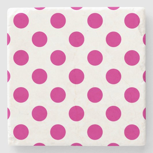 Fuchsia polka dots stenen onderzetter (Voorkant)