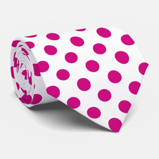 Fuchsia polka dots stropdas (Opgerold)