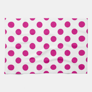 Fuchsia polka dots theedoek