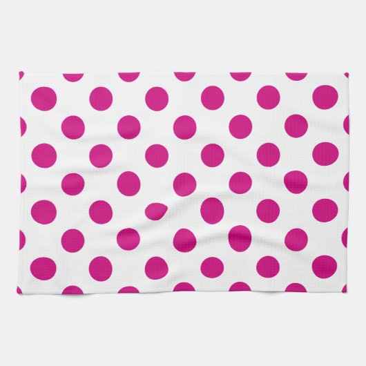 Fuchsia polka dots theedoek (Horizontaal)