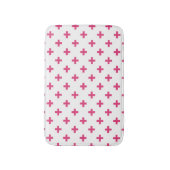 Fuchsia polka kruist wit badmat (Voorkant Verticaal)