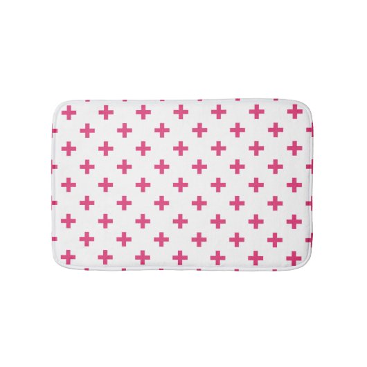 Fuchsia polka kruist wit badmat (Voorkant)