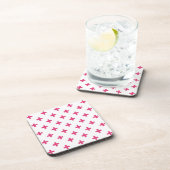 Fuchsia polka kruist wit bier onderzetter (Rechterzijde)