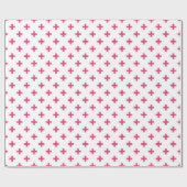 Fuchsia polka kruist wit cadeaupapier (Vlak)