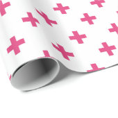 Fuchsia polka kruist wit cadeaupapier (Rol Hoek)
