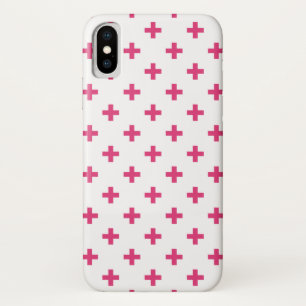 Fuchsia polka kruist wit Case-Mate iPhone case