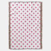 Fuchsia polka kruist wit deken (Voorkant Verticaal)