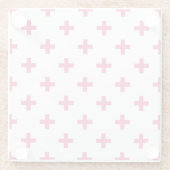 Fuchsia polka kruist wit glazen onderzetter (Achterkant)