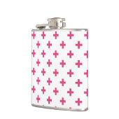Fuchsia polka kruist wit heupfles (Links)