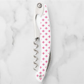 Fuchsia polka kruist wit kurkentrekker (Voorkant)