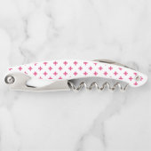 Fuchsia polka kruist wit kurkentrekker (Voorkant)
