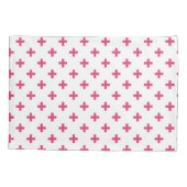 Fuchsia polka kruist wit kussensloop (Achterkant)