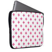 Fuchsia polka kruist wit laptop sleeve (Voorkant Rechts)