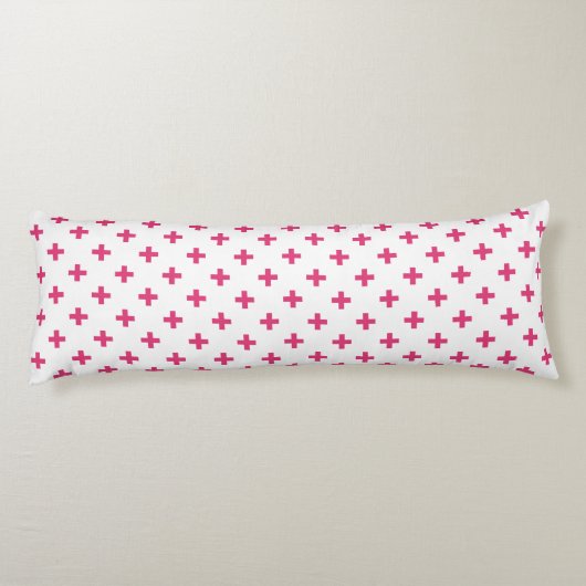 Fuchsia polka kruist wit lichaamskussen (Achterkant)