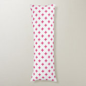 Fuchsia polka kruist wit lichaamskussen (Voorkant Verticaal)