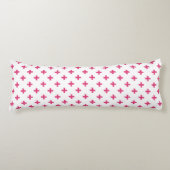 Fuchsia polka kruist wit lichaamskussen (Voorkant)
