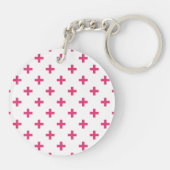 Fuchsia polka kruist wit sleutelhanger (Achterkant)