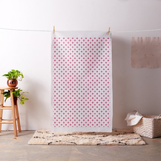 Fuchsia polka kruist wit stof (Voorbeeld)