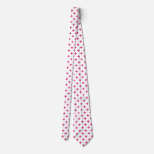 Fuchsia polka kruist wit stropdas