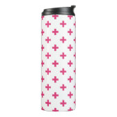 Fuchsia polka kruist wit thermosbeker (Gedraaid links)