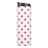 Fuchsia polka kruist wit thermosbeker (Geroteerd rechts)