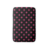 Fuchsia polka kruist zwart badmat (Voorkant Verticaal)