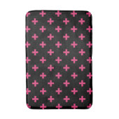 Fuchsia polka kruist zwart badmat (Voorkant Verticaal)